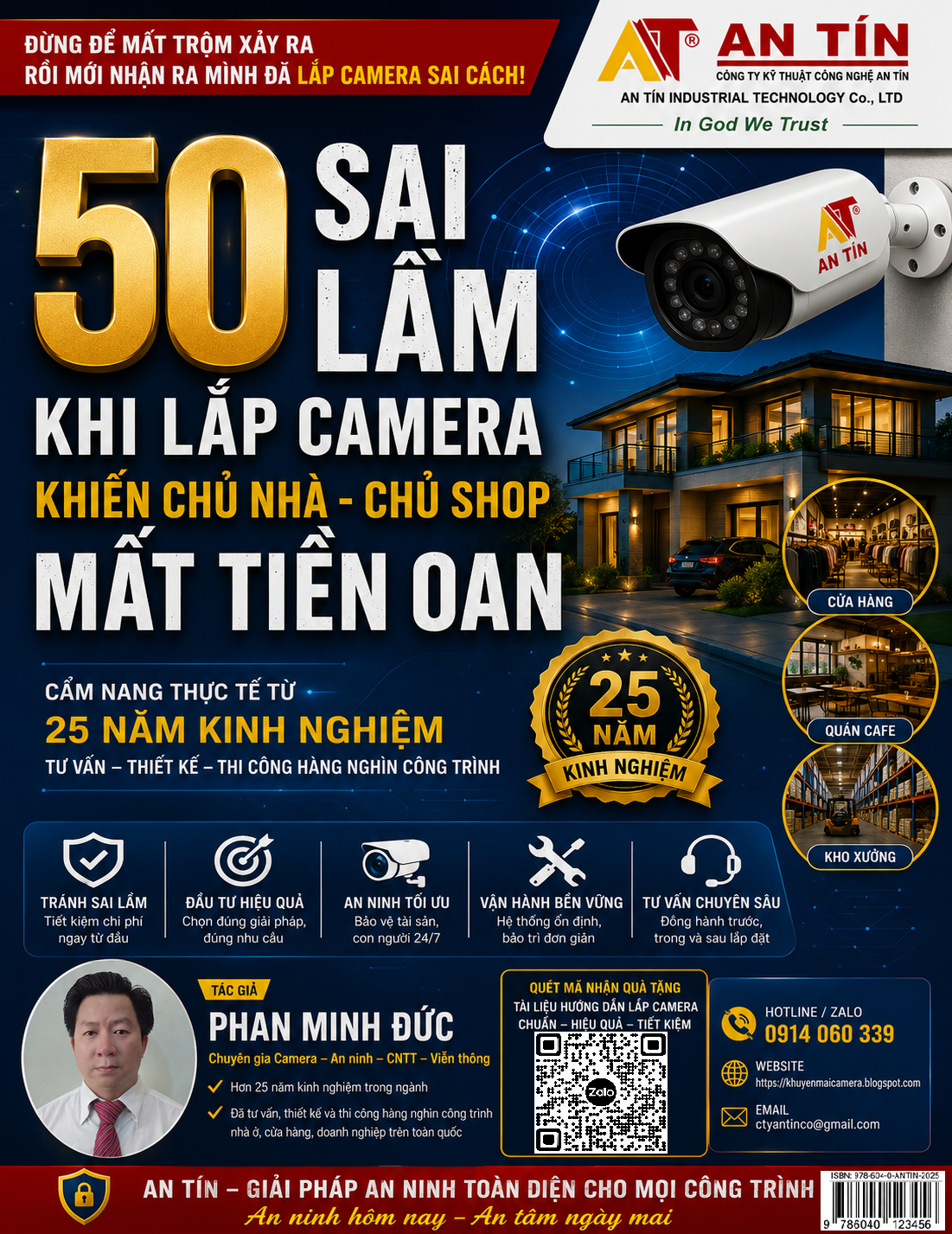 Bìa sách 50 Sai Lầm Khi Lắp Camera Khiến Chủ Nhà Và Chủ Shop Mất Tiền Oan - AN TÍN